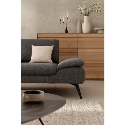 Ecksofa Collina - Longchair links, 2,5-Sitzer inkl. Sitztiefen- u. Armlehehnenverstellung, Stoff, Dunkelgrau