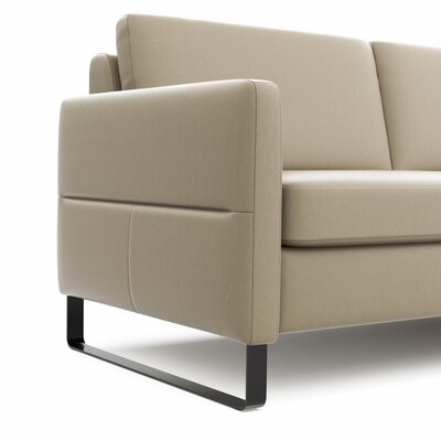 Sofa Arima N - 2-Sitzer inkl. Sitzvorzug motorisch und Armlehne klappbar, Leder, Champagner