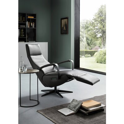 Relaxsessel Girona - Relaxfunktion (motorisch), Leder, Graphit