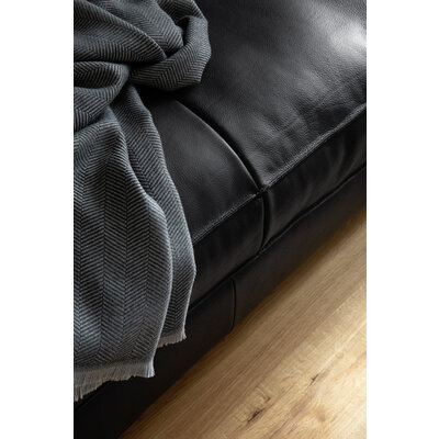 Sofa Aprino 3 - 4-Sitzer XXL, Dickleder, schwarz, Armlehne Kissen
