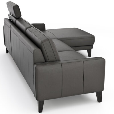 Ecksofa Matero - 2,5-Sitzer mit Longchair rechts inkl. Relaxfunktion motorisch, Leder, Anthrazit