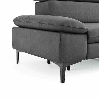 Sofa Felipa - 3-Sitzer inkl. Relaxfunktion (motorisch) und Kopfteil verstellbar, Leder, Grau