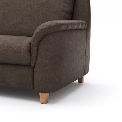 Ecksofa Cornella Classic - 2-Sitzer mit Longchair links inkl. Kopfteil verstellbar und Schlaffunktion, Stoff, Mocca
