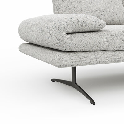 Sofa Lucero 2.0 - 2-Sitzer klein inkl. Drehsitz, Rollout-Armlehne und Sitztiefe verstellbar, Stoff, Offwhite
