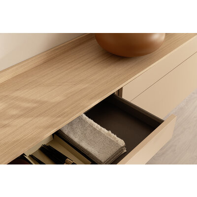 Sideboard Venzone - BHT ca. 234x54x40 cm, Lack, Pfirsich, Eiche
