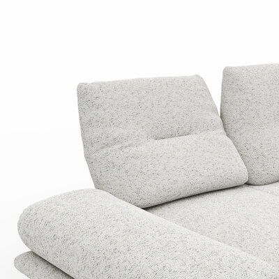 Ecksofa Lucero 2.0 - 2-Sitzer mit Longchair rechts inkl. Rückenlehne verstellbar, Stoff, Offwhite