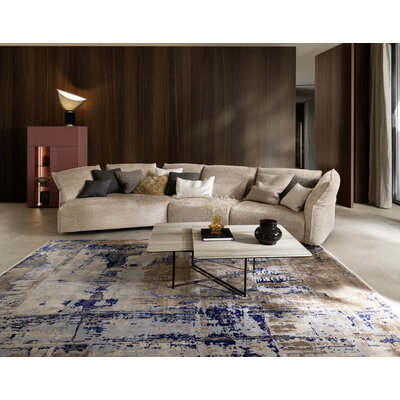 Couchtisch Cena - LB ca. 132x108 cm, Platten drehbar, Keramik, Travertin