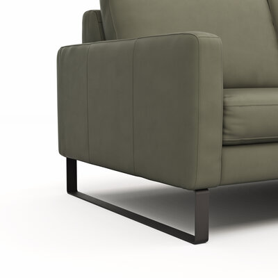 Sofa Enna - 3-Sitzer, Armlehne A, Leder, Olive, Kufe, Schwarz