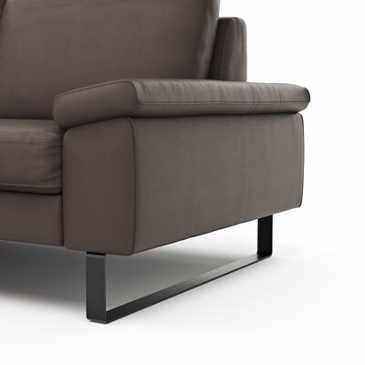 Ecksofa Enna - Ecke links mit 3-Sitzer, Leder, Mocca