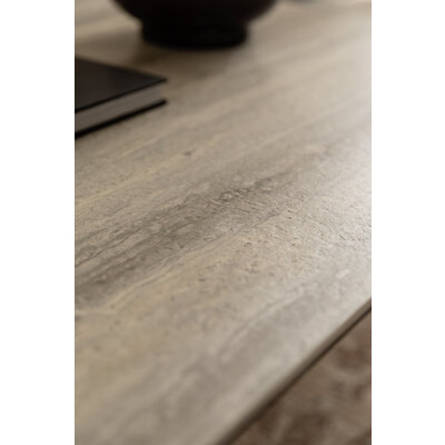 Couchtisch Cena - LB ca. 132x108 cm, Platten drehbar, Keramik, Travertin
