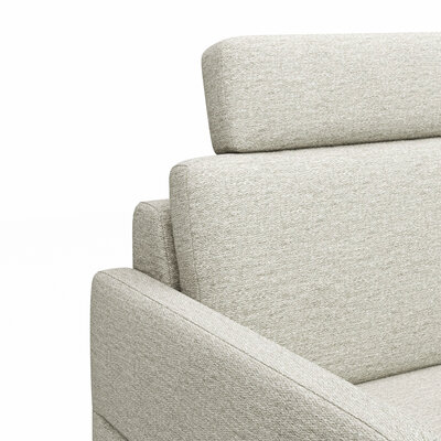 Ecksofa Arima N - 2,5-Sitzer mit Longchair rechts inkl. Relaxfunktion und Sitzvorzug (motorisch), Stoff, Creme