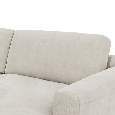 Wohnlandschaft Oviedo - Ecke links mit 2-Sitzer und Longchair rechts, Stoff, Natur