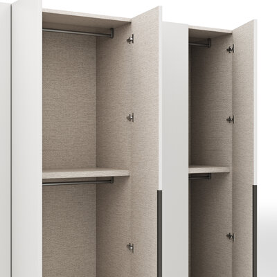 Drehtürenschrank Loretto - B ca. 280 cm, Lack matt, Weiß