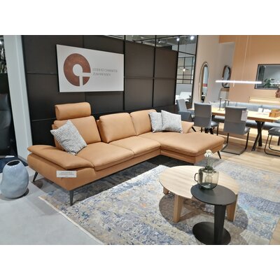 Ecksofa Collina - 2,5-Sitzer, Longchair rechts, Leder, Cognac