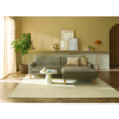 Ecksofa Aracena - 1,5-Sitzer XXL mit Longchair rechts inkl. Schlaffuktion und verstellbaren Longchair motorisch, Stoff, Nougat