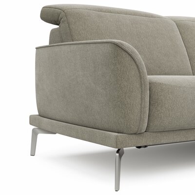 Ecksofa Amadena - 2-Sitzer mit Longchair rechts inkl. Relaxfunktion motorisch, Stoff, Limone