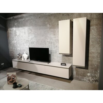 Wohnwand Venzone - B ca. 320 cm, Lack, Hellgrau