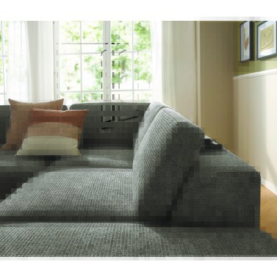 Ecksofa Benissa - Ecke und Abschlussteil mit 2,5-Sitzer rechts inkl. Rückenlehne verstellbar, Stoff, Dunkelgrau
