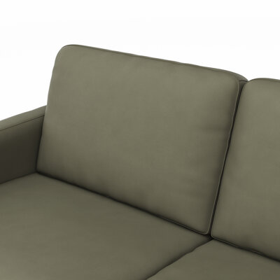Sofa Enna - 3-Sitzer, Armlehne A, Leder, Olive, Kufe, Schwarz