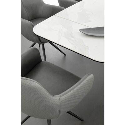 Esstisch Savona - LB ca. 200x100 cm, ausziehbar, Keramik, Weiß, Bootsform