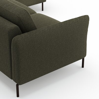Ecksofa Leona - 3-Sitzer mit Longchair rechts inkl. Sitzvorzug motorisch, Stoff, Braungrün