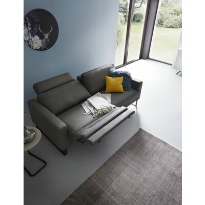 Sofa Enna - 3,5-Sitzer inklusive Relaxfunktion (motorisch) links, Leder, Grau