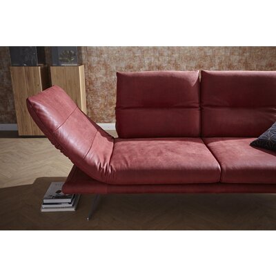 Sofa Lucero - 2,5-Sitzer inkl. Rückenlehne/Armlehne/Sitztiefe verstellbar und drehbares Sitzelement, Leder, Weinrot