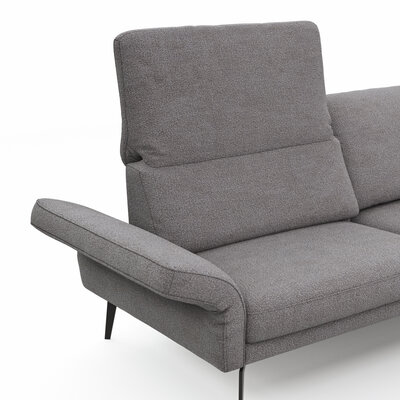 Ecksofa Estrela - 2,5-Sitzer mit Ecke rechts inkl. Rücken-/Armlehne verstellbar, Stoff, Grau