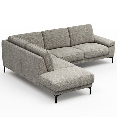 Ecksofa Matero - Ecke mit 2-Sitzer rechts, Stoff, Graubeige