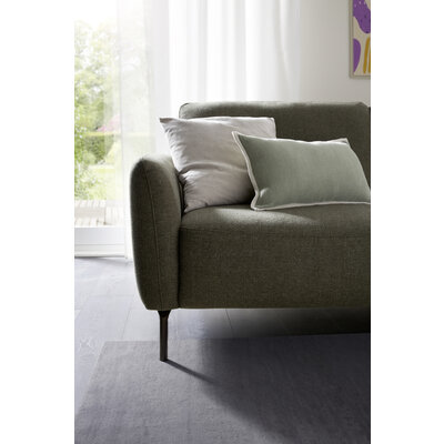Ecksofa Leona - 3-Sitzer mit Longchair rechts inkl. Sitzvorzug motorisch, Stoff, Braungrün