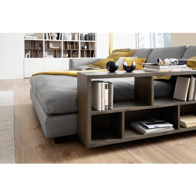 Ecksofa Aprino 1 - 2,5-Sitzer mit Longchair rechts, Leder, Grau