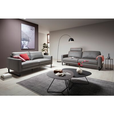 Sofa Enna - 3-Sitzer, Leder, Grau