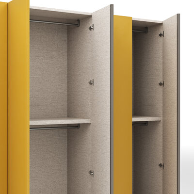 Drehtürenschrank Loretto - B ca. 280 cm, Lack matt, Safrangelb