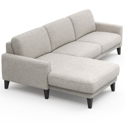 Ecksofa Matero - Longchair mit 2,5-Sitzer rechts, Stoff, Hellgrau