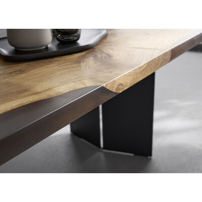 Esstisch Nera - LB ca. 220 x 110 cm, Asteiche massiv, Epoxy, Grau