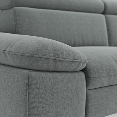 Ecksofa Felipa - 2,5-Sitzer mit Ecke rechts inkl. Armlehne verstellbar und Rückenlehne/Sitztiefe verstellbar (motorisch), Stoff, Grau