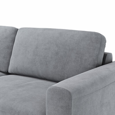 Ecksofa Oviedo - Longchair links mit 1,5-Sitzer, Stoff, Grau