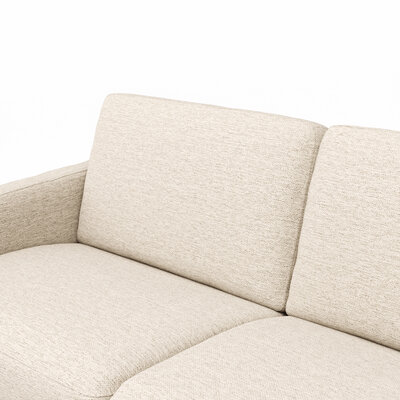 Ecksofa Nuoro - 2-Sitzer mit Longchair rechts inkl. Schlaffunktion und Bettkasten, Stoff, Beige