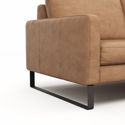 Sofa Enna - 3-Sitzer, Armlehne A, Leder, Cognac Kufe, Schwarz