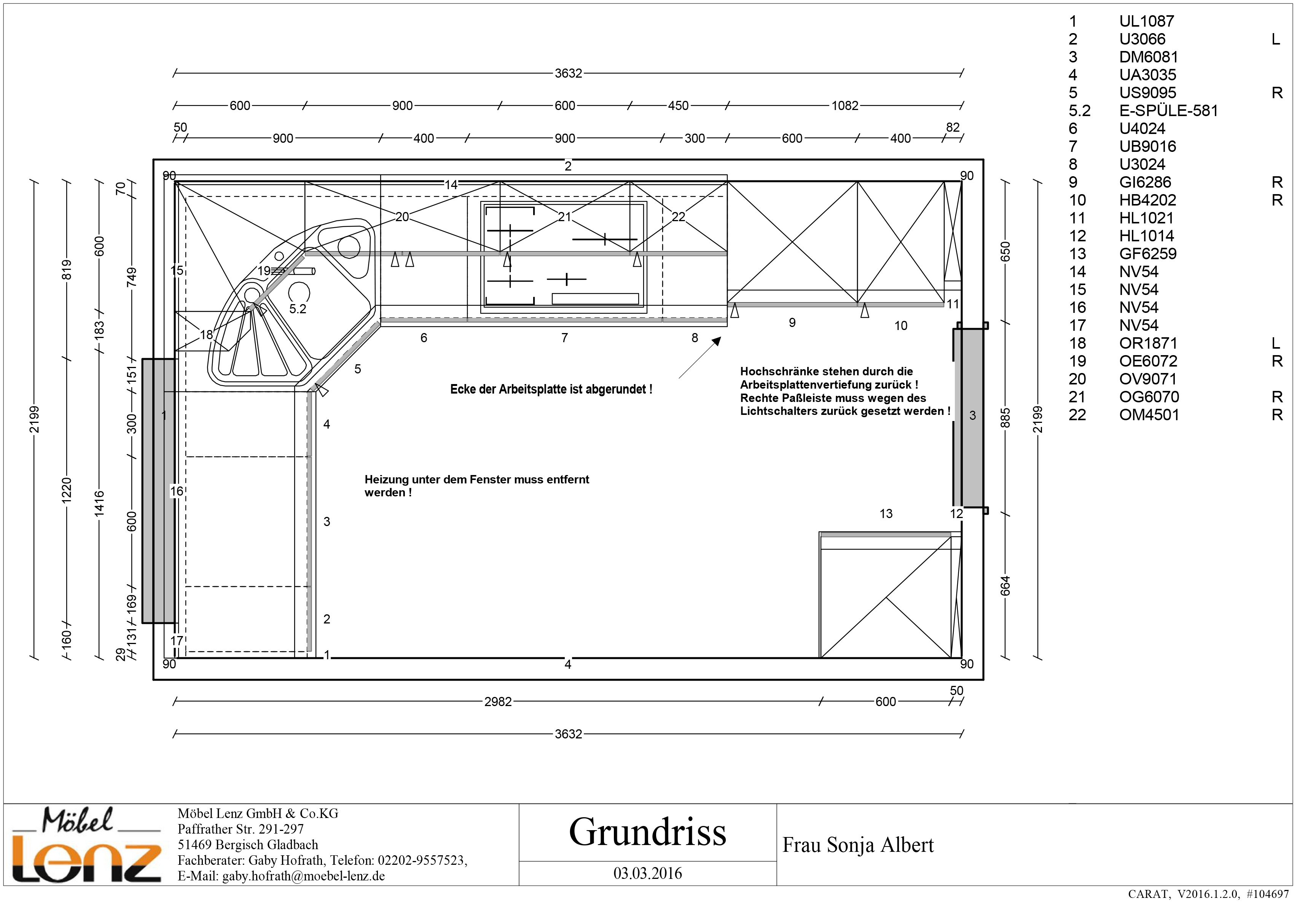 Grundriss der Küche von Sonja Albert 