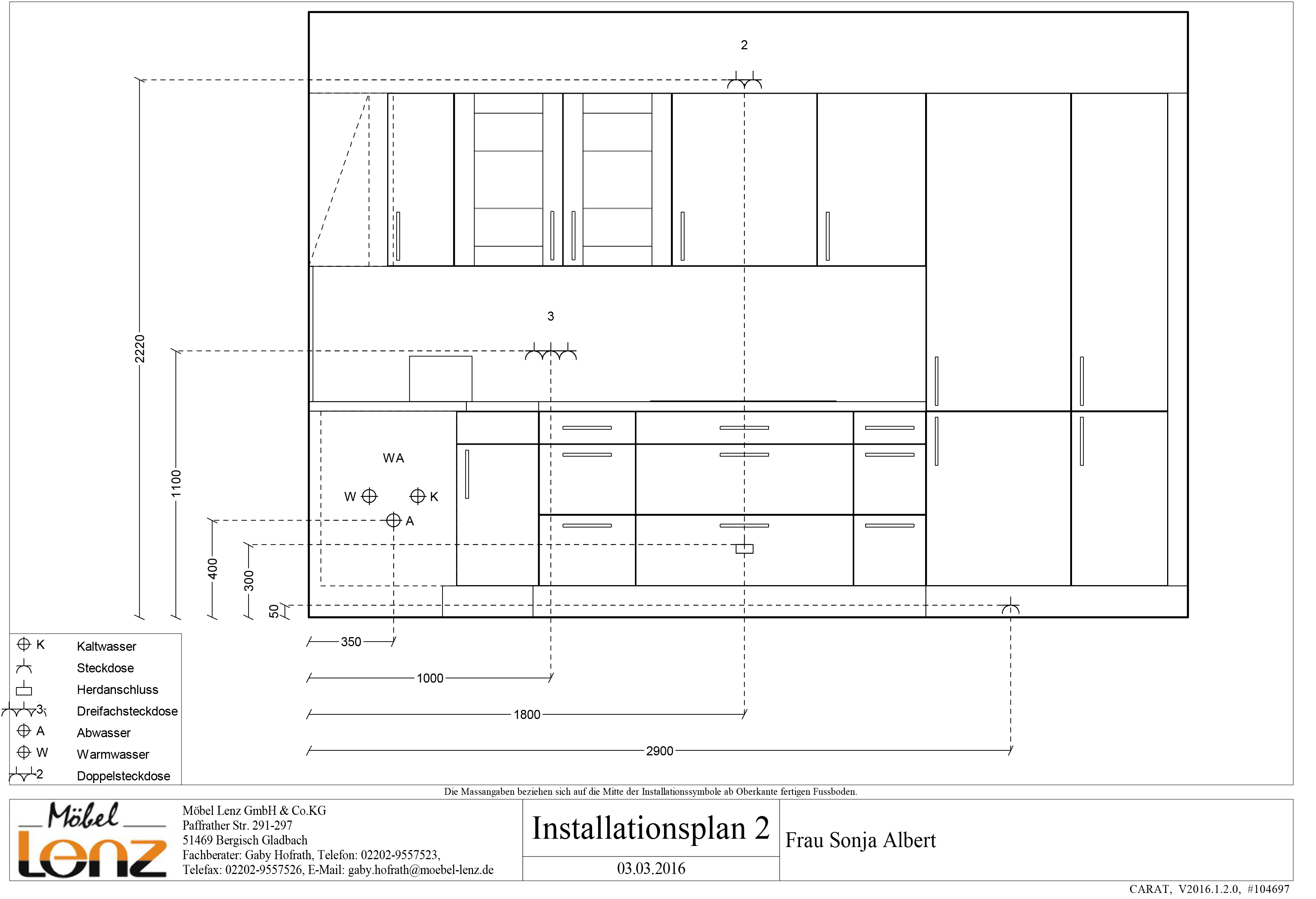 Installationsplan der Küche von Sonja Albert 