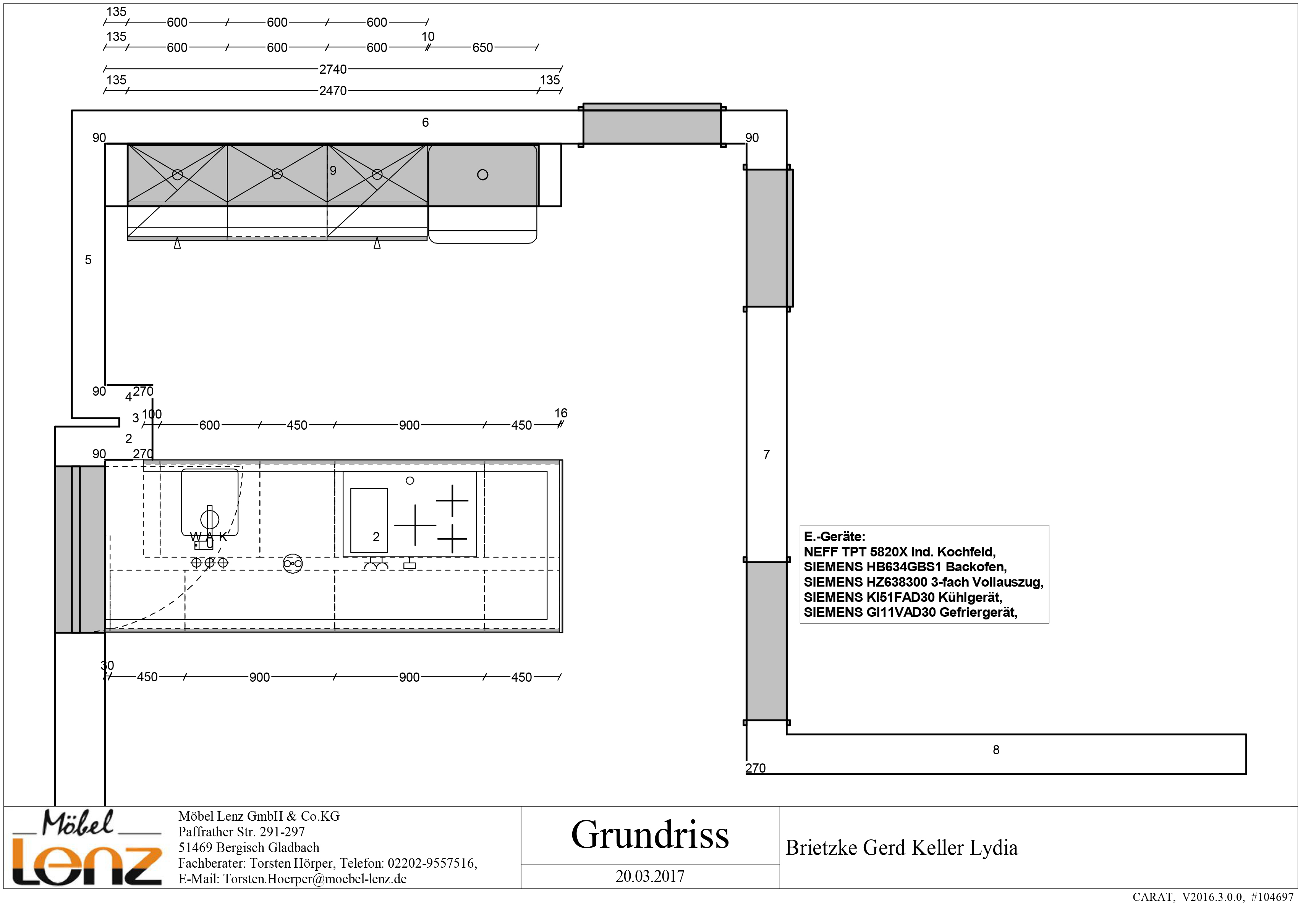 Grundriss der Küche von Familie Keller-Briezke