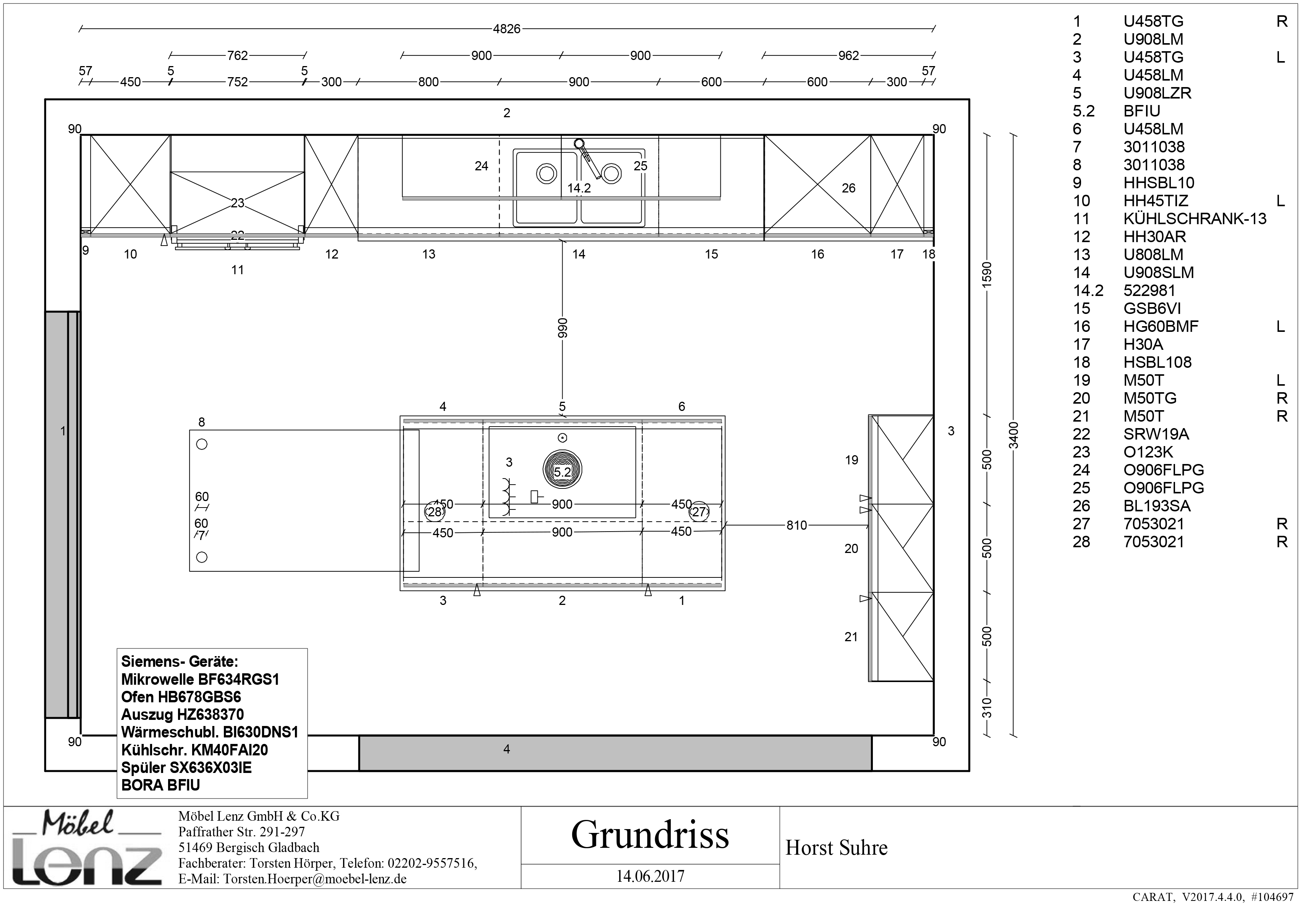 Grundriss der Küche von Familie Suhre